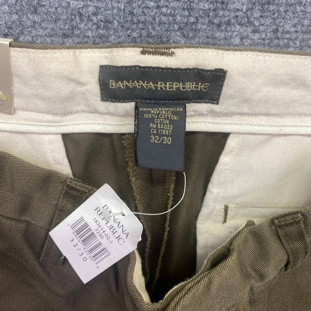 Banana Republic Gavin Flat Front Chino Pants Mens Sz 32 Brown Straight Leg NWT